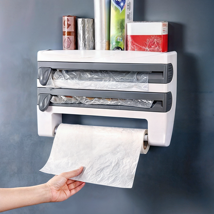 Organizador Multifuncional 4 En 1 Para Cocina (Papel Toalla, Film, Papel Aluminio y Porta Condimentos)