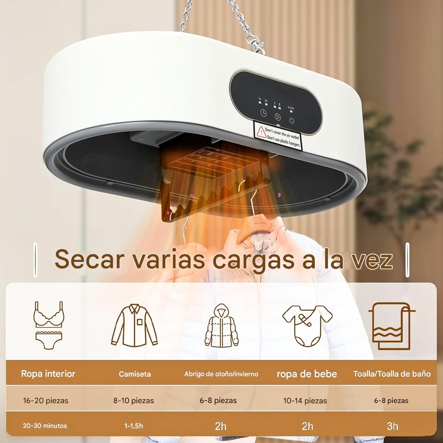 Secador de Ropa Portátil Eléctrico de Secado Rápido Automático